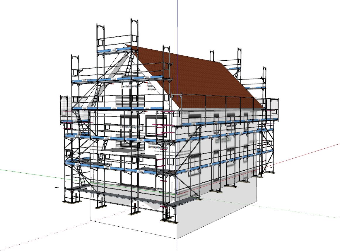 Abb.1 Einfamilienhaus mit scaffmax eingerüstet